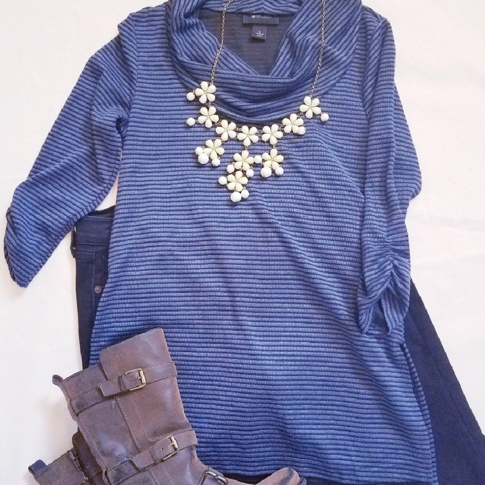 AB Studio Stripe Cowl Neck Tunic